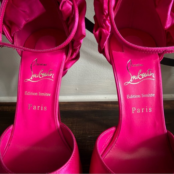 Christian Louboutin Maria Frou Alta 160 ruffled satin platform pumps Like New - Picture 5 of 7